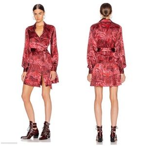 Ganni Red Silk Wrap Dress